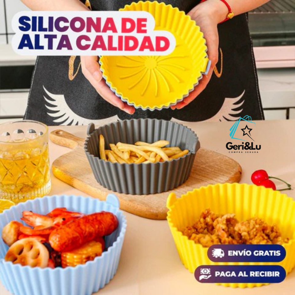 SET X 3 CANASTAS DE SILICONA PARA AIR FRYER 🥣👩‍🍳- Super flexible fácil de lavar🥣💦