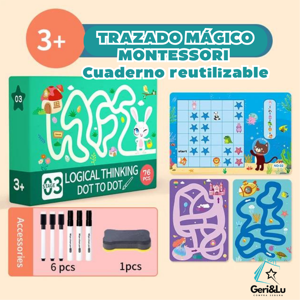 TRAZADO MÁGICO MONTESSORI™- 📒✍️ Cuaderno reutilizable mejora la escritura👦👧